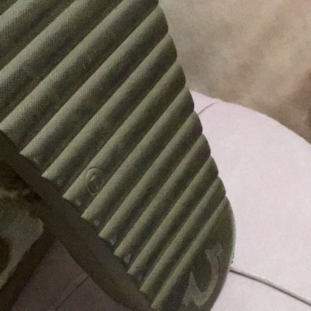 Fuzzy Brown Platform True Religion Slides - image 3